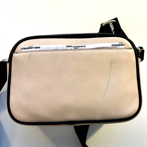 NWT $180 Original Karl Lagerfeld Paris Crossbody Camera Bag Patches Cat Beige Crossbody Bags